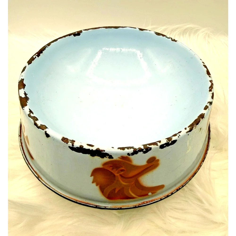 Vintage Enameled Dog Bowl